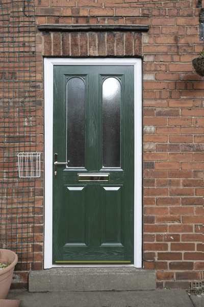green woodgrain door