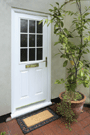 white and glass door